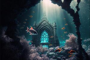 under water ocean background landscape. photo