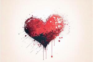 watercolor red heart with copy space. photo