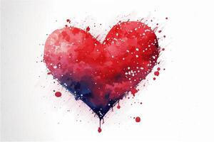 watercolor red heart with copy space. photo