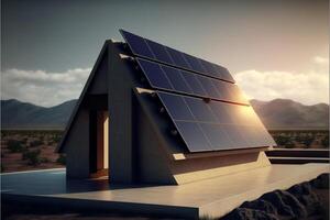 Solar panel on a roof. photo