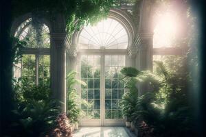 magical conservatory day light digital background. photo