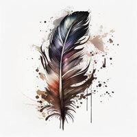 western feather watercolor white background. photo