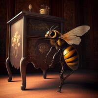 A bee on an elegant and high quality piece. photo