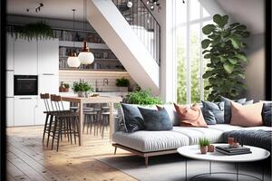 new modern scandinavian loft apartment. photo