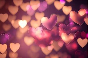 Valentine blurred hearts background. photo