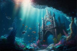 under water ocean background landscape. photo