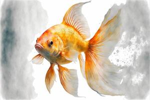 Watercolor painting goldfish vector illustration. photo