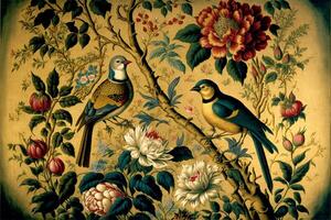 old masters floral background pattern wallpaper flowers. photo