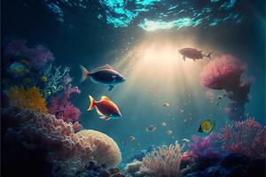 under water ocean background landscape. photo