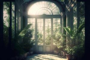 magical conservatory day light digital background. photo