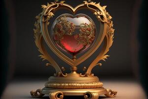 heart shaped frame with empty glass. photo