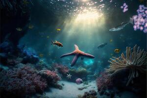 under water ocean background landscape. photo