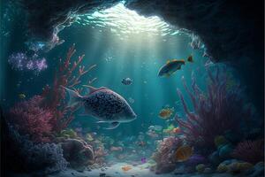 under water ocean background landscape. photo