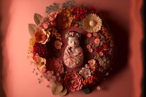 infant digital background with flowers. photo