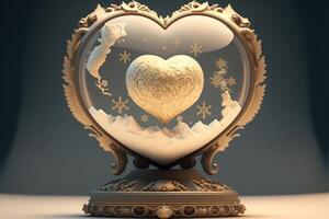 heart shaped frame with empty glass. photo