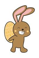 Cute and Funny Bunny Rabbit With Easter Egg. Bunny Easter Illustration. vector