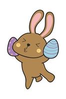 Cute and Funny Bunny Rabbit With Easter Egg. Bunny Easter Illustration. vector