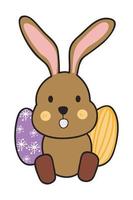 Cute and Funny Bunny Rabbit With Easter Egg. Bunny Easter Illustration. vector