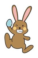 Cute and Funny Bunny Rabbit With Easter Egg. Bunny Easter Illustration. vector