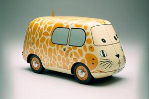 toy van with a cat face painted on it. . photo