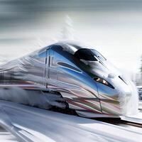 alta velocidad carril trenes generativo ai foto