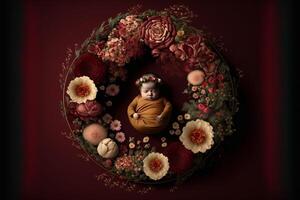 infant digital background with flowers. photo