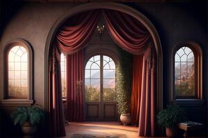 Tuscan villa Digital Backdrop in rich colours realistic. photo