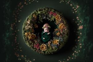 infant digital background with flowers. photo