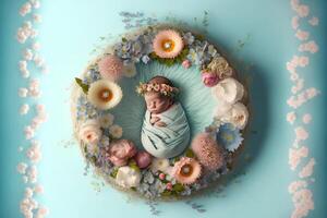 infant digital background with flowers. photo