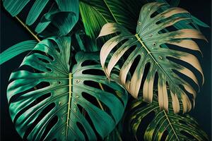 Tropical leaf background. Leaves and branches of palm. photo