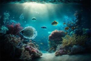 under water ocean background landscape. photo