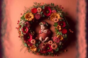 infant digital background with flowers. photo