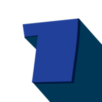 Number one, number 1 long shadow on transparent background png