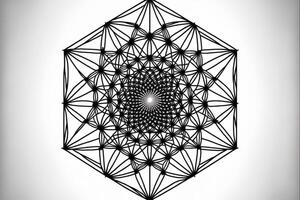 sacred geometry silhouette fine lines on a white background. Generative Ai photo
