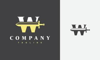 initial W sword logo vector