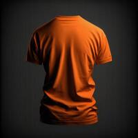 blanco naranja camiseta maqueta,cerrar arriba naranja camiseta en oscuro antecedentes ,generativo ai foto