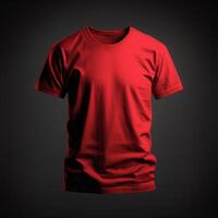 blanco rojo camiseta maqueta,cerrar arriba naranja camiseta en oscuro antecedentes ,generativo ai foto