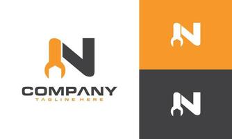 initials N wrench logo vector