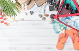 prepare accessories and travel items for summer photo