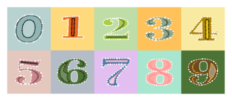 Number set from one to nine icons with multicolor png