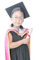 cute girl student in graduation cap with certificate photo