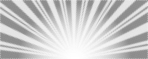 Sun rays halftone background. White and grey radial abstract comic pattern. Vector explosion abstract lines backdrop