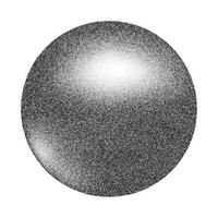 Grainy circle with noise dotted texture. Gradient ball with shadow on white background. Abstract planet sphere with halftone stipple effect. Vector shape