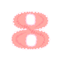 Number eight or 8 colorful, sweet pink color isolated design. png