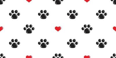 Dog Paw Seamless pattern vector heart valentine isolated Cat Paw footprint wallpaper background illustration