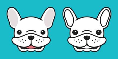 perro vector francés buldog icono cabeza perro sonrisa ilustración personaje dibujos animados garabatear blanco