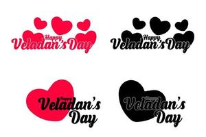 Set Of Happy Valentine's Day Typographic Card. For Greeting Cards, Print Design. vector