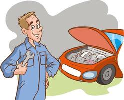 automobile mechanic man working vector illustration