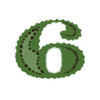 Number six or 6 colorful, green color isolated designs. png