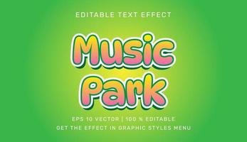 Music park 3d editable text effect template vector